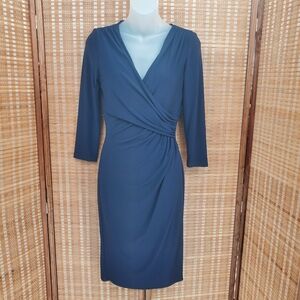 ☆ Lauren Ralph Lauren Blue V Neck  Faux Wrap Dress Size 4